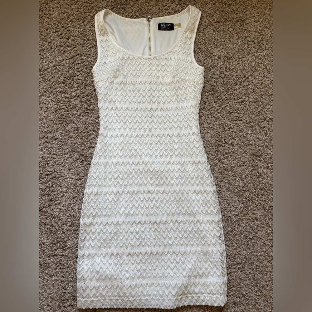 Guess White Lace Bandage Dress